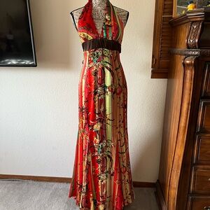 Vibrant Floral Halter Maxi Dress